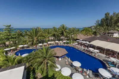 an aerial view of a resort with a swimming pool at Sunprime Kamala Beach in Kamala Beach