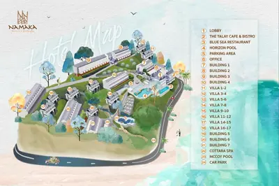 a calendar with a model of a resort at Namaka Resort Kamala in Kamala Beach