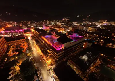 an overhead view of a city at night at Radisson RED Phuket Patong Beach in Patong Beach