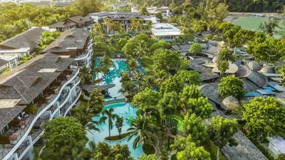 an aerial view of a resort with a swimming pool at Holiday Ao Nang Beach Resort, Krabi in Ao Nang Beach