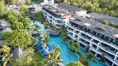 an aerial view of a resort with a swimming pool at Holiday Ao Nang Beach Resort, Krabi in Ao Nang Beach