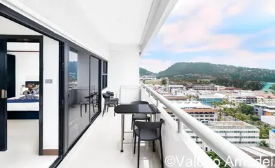 a balcony with a view of a city at Patong Tower Amazing Sea View 12 by PHR in Patong Beach