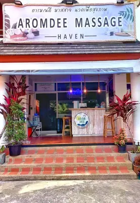 a restaurant with a sign that readsorge massage haveen at Aromdee at Naithon Beach in Nai Thon Beach