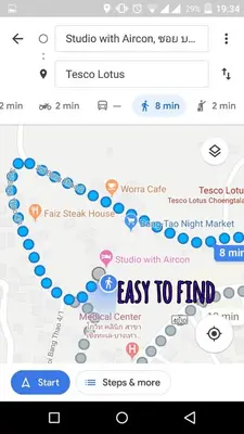 a screenshot of a cell phone screen with a map at Soi Bang thao 2 Aircon Studio in Bang Tao Beach