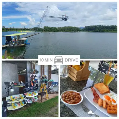 a collage of pictures of food and a lake at Oceanstone by Holy Cow, 2-BR, 90 m2, pool view in Bang Tao Beach