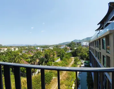 a view from the balcony of a building at 1-BR Sea View, Aristo condo, Surin Beach in Surin Beach