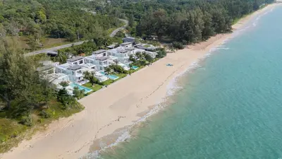 an aerial view of a house on the beach at Coastal Escape Natai Beach in Natai Beach