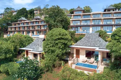 an aerial view of a hotel with a resort at The Westin Siray Bay Resort & Spa, Phuket in Phuket Town