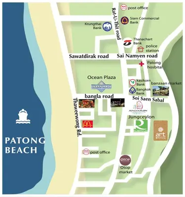 a map of the location of the parking beach at Art Patong Residence in Patong Beach