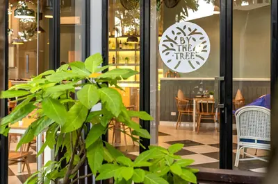 a green plant in front of a restaurant at Patong Lodge Hotel - Thailand's Green Hotel Plus in Patong Beach