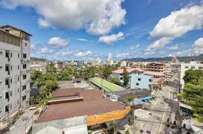 an overhead view of a city with buildings at Lucky Buako Hotel Patong in Patong Beach