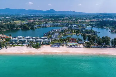 an aerial view of a resort on a beach at Angsana Laguna Phuket in Bang Tao Beach