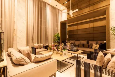a living room with couches and a dining room at Phuket Town 1 Bedroom Condo Luxury Facilities, The Base Downtown in Phuket Town