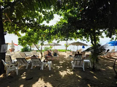 a group of chairs and umbrellas on a beach at TT Naiyang Beach Phuket in Nai Yang Beach