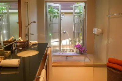 a bathroom with a shower and a sink and a showerspective at The Residence Bantao Villa unit 121 in Bang Tao Beach