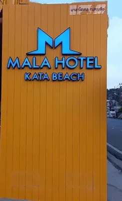 a sign for a mala hotel kia beach at Mala Hotel in Kata Beach