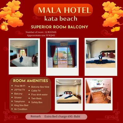 a collage of pictures of a hotel room at Mala Hotel in Kata Beach