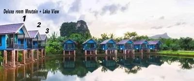 a row of houses sitting on the water at Baannai Lake View Resort in Ao Nang Beach