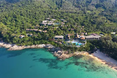 an aerial view of a resort on a beach at Pullman Phuket Arcadia Naithon Beach in Nai Thon Beach
