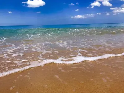 a beach with the ocean and the water at Baan mai khao apartment in Mai Khao Beach