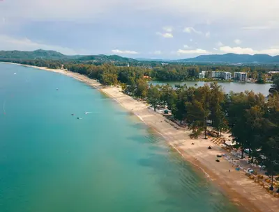 an aerial view of a beach in the water at The Aristo Beach by Holy Cow, studio, construction view in Surin Beach