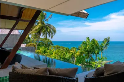 a view of the ocean from a villa at Surin Beach Oceanfront Villa with Ocean and Beach views in Surin Beach