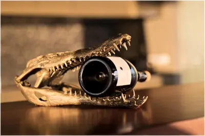 a camera in the shape of a crocodile on a table at The Cube Ocean View Pool Villa Kalim in Patong Beach