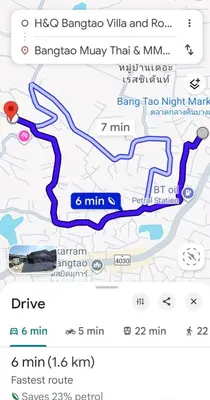 a screenshot of a map of the brazo banjo village and rcz at 2BR Maryam villa near Tesco & beach. in Bang Tao Beach