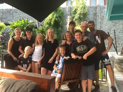 a large group of people posing for a picture at Baan Heaven / Patong Beach Pool Villa Sleeps up to 15 in Patong Beach