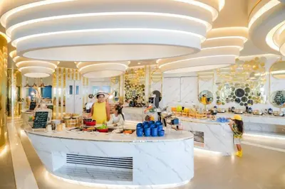 a rendering of the kitchen of a restaurant in a mall at Wyndham La Vita Rawai Phuket in Rawai Beach