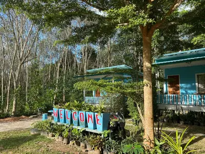 a welcome sign in front of a house at Baan seefa homestay kohyaoyai in Ko Yao Yai