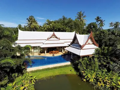 an aerial view of a house with a swimming pool at Saifon Villas - Luxurious Pool Villas in Ao Nang Beach