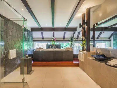 a bathroom with a sink and a bath tub at Katamanda - Villa Amanzi by Elite Havens in Kata Beach