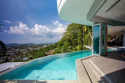 a swimming pool in a house with a view at Villa Beyond 9 Bedrooms Seaview - Full Services in Bang Tao Beach