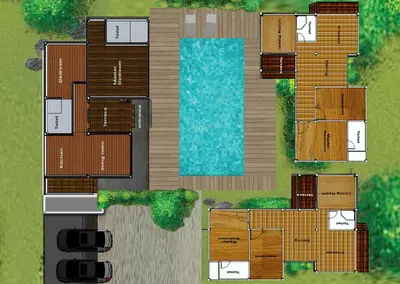 a floor plan of a house with a pool at Irawan House in Ao Nang Beach