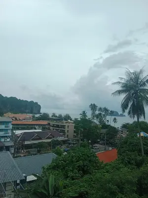 a city with a palm tree in the background at Aonang Inn in Krabi town