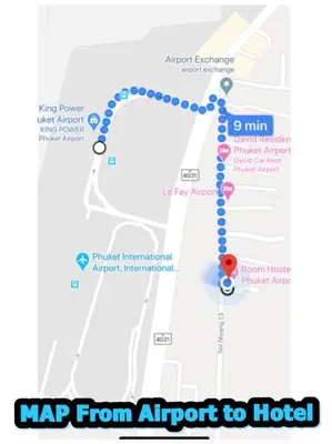 a map of the map from airport to hotel at Nai Yang Residence in Nai Yang Beach