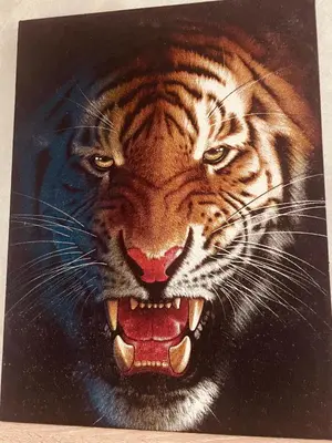 a painting of a tiger with its mouth open at Destination39 in Thalang