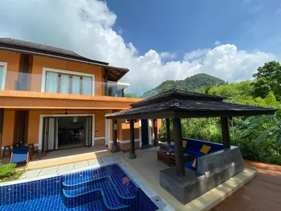 a villa with a pool and a gazebo at Villa Tango Victoria Resort, Koh Yao Noi in Ko Yao Noi