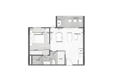 a drawing of a floor plan of a house at Title Residence Naiyang Beach Phuket in Nai Yang Beach