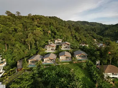 an aerial view of a house on a hill at Himmapana Villas - Terraces - SHA Extra Plus in Kamala Beach