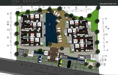 a site plan of a building with condos at CYAN Resort Kamala Beach Apartments Condominiums in Kamala Beach