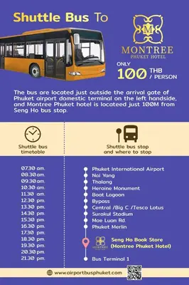 a flyer for a shuttle bus to morpheus bus at Montree Phuket Hotel in Phuket Town