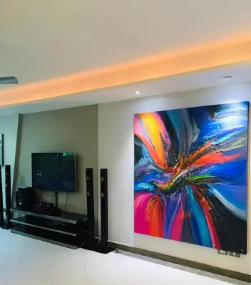 a large painting on a wall in a room at Kata Beach Aspasia Boutique Apartment in Kata Beach