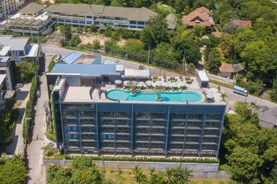 an aerial view of a hotel with a pool at Calypso Garden by Villacarte in Rawai Beach