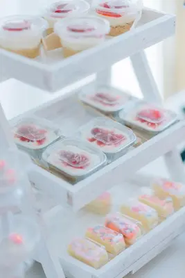 a display case filled with lots of different types of pastries at Tubkaek mansion in Tab Kaek Beach