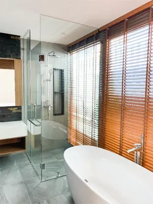 a bathroom with a tub and a shower and a sink at Shambhala grand villa by Cozy Lake in Bang Tao Beach