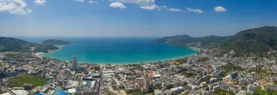 an aerial view of a city and a body of water at Villa Yoosook in Patong Beach