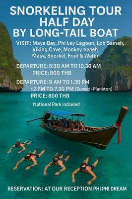a flyer for a vacation to a boat in the water at Phi Phi Dream Guest House in Phi Phi Don