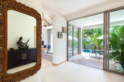 a mirror in the hallway of a villa at Sunny 3BR Villa with Private Pool at Bangtao Beach in Bang Tao Beach